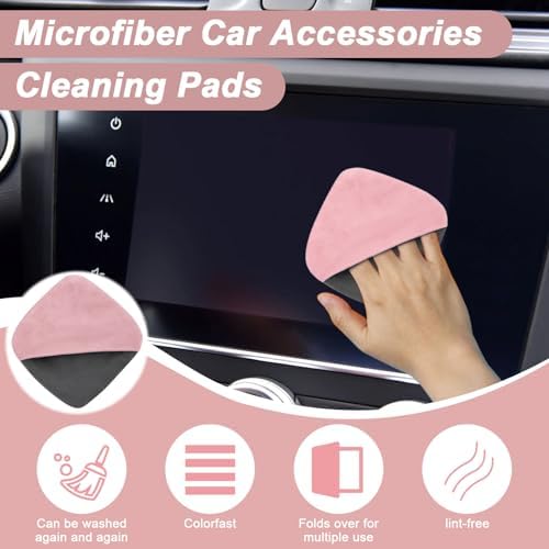BFXM Car Screen Cleaner, 4.1''×4.1'' Pink Microfiber Dashboard Wipes