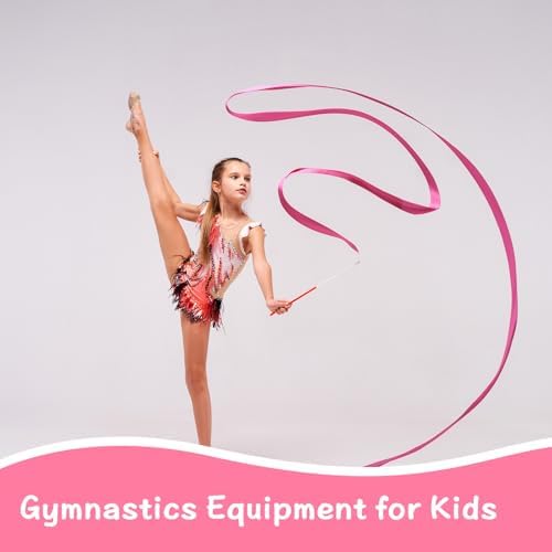 YGEOMER 12pcs Rainbow Gymnastics Dance Ribbon Wands