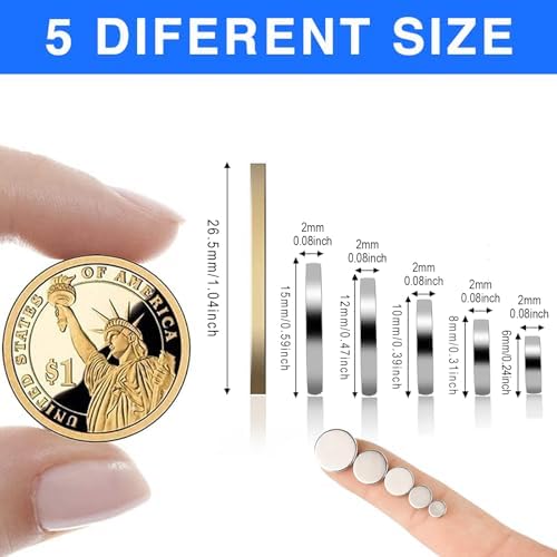 DIYMAG Small Rare Earth Magnets, 40 Pack, 5 Sizes - Neodymium Magnets for Refrigerator, DIY, Crafts, Kitchen & Office