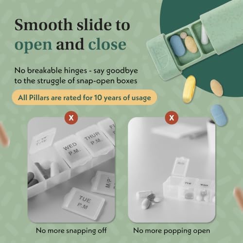 Pillar 7-Day Pill Case - Aesthetic Travel Pill Organizer - Weekly Pill Box