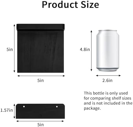 Fixwal Small Floating Shelves for Wall Decor (5Inch, Wood, Black, Set of 4)