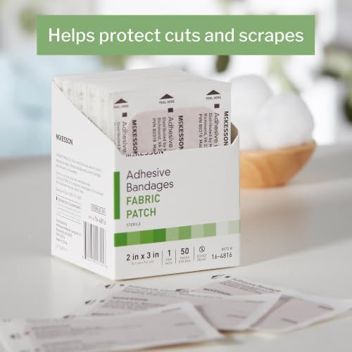 McKesson Adhesive Bandages, Sterile, Fabric, Tan, 2 x 3 in, 50 ct