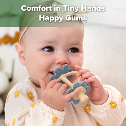 Haakaa Silicone Baby Teether Toys for 3M+ Babies, Easy to Grip, Sky Blue