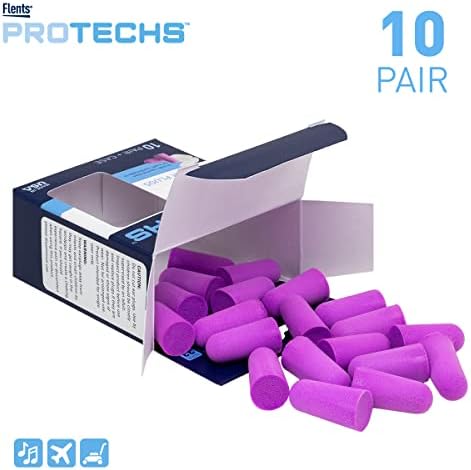 Flents Protechs Quiet Time Foam Ear Plugs, NRR 33, 10 Pair, Purple