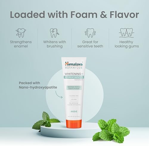 Himalaya Botanique Whitening+ Nano Hydroxyapatite Toothpaste, Mint, 4 oz