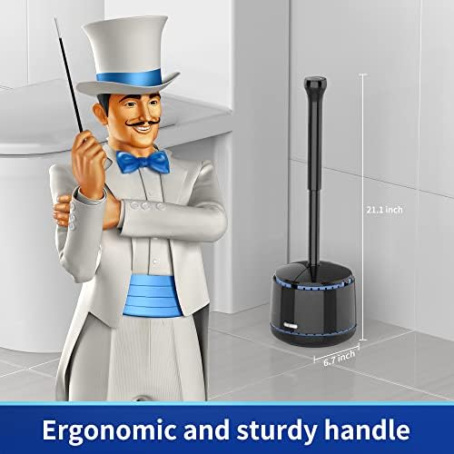 MR.SIGA Toilet Plunger with Holder, Plungers for Bathroom Heavy Duty, Black