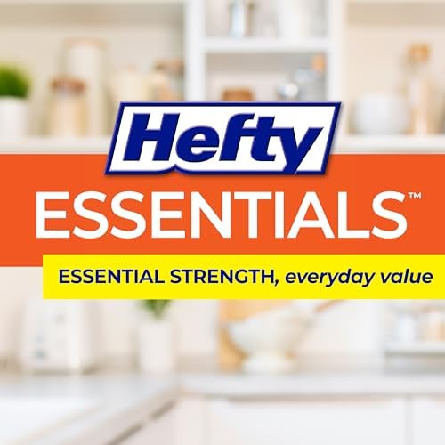 Hefty Essentials 13 Gallon Kitchen Trash Bags, White, Unscented, 45ct