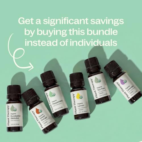 Plant Therapy Top 6 USDA Organic Essential Oil Set for Diffusion & Topical