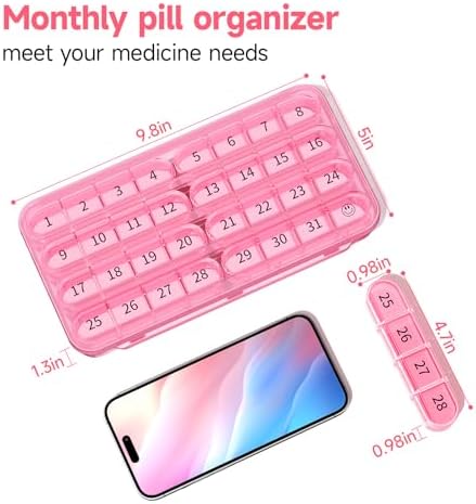 Zoksi Monthly Pill Organizer 1 Time a Day, 30 Day Pill Box Organizer
