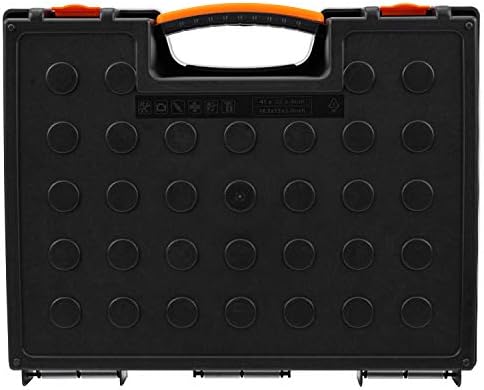 Amazon Basics 19-Removable Compartment Small Parts Organizer, Portable Hardware Storage Box with Customizable Compartments, Black, Orange, 16.5 x 13.2 x 2.4 inches