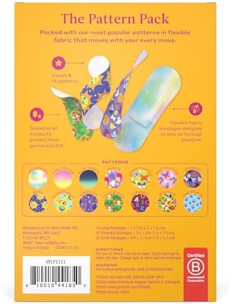 Welly Bravery Badge Value Pack | Adhesive Flexible Fabric Bandages | Assorted Shapes and Patterns for Minor Cuts, Scrapes, and Wounds - 100 Count