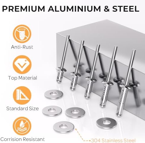INCLY 1000PCS Aluminum Pop Rivets Assortment Kit with Washers