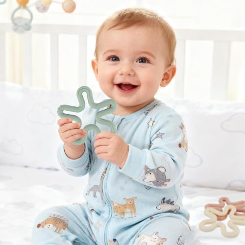 Fu Store 3pcs Coral Flower Teether Ring Baby Teething Toys Silicone Teether