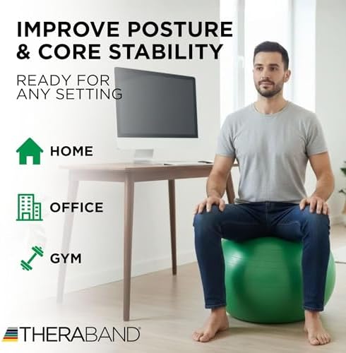 THERABAND Exercise and Stability Ball for Improved Posture, Balance, Core Fitness, Coordination and Rehab