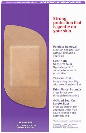 BAND-AID Brand Adhesive Bandages for Sensitive Skin, Extra Large, 7 Count