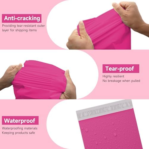 KKBESTPACK Pink Poly Mailers 10x13 in, Shipping Bags, 100 Pcs