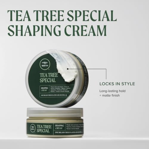 Tea Tree Shaping Cream, Hair Styling Cream, Long-Lasting Hold, Matte Finish, For All Hair Types