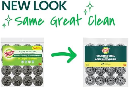 Scotch-Brite Stainless Steel Scrubbers, 16 Pack