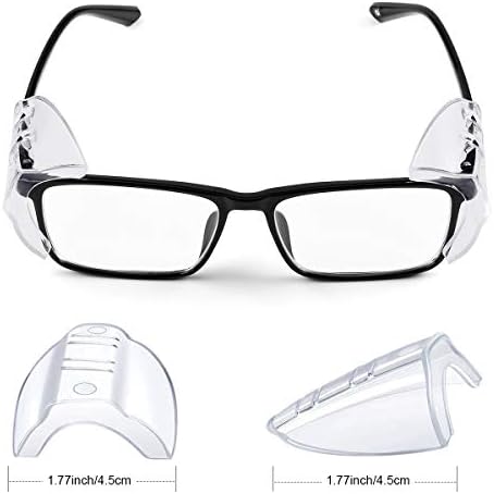 MELASA Safety Glasses Side Shields for Glasses, Slip on Clear Eye Glasses