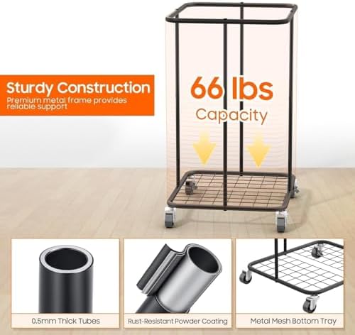 Laundry Hamper with Wheels, 150L Rolling Laundry Basket with Bag & Handles