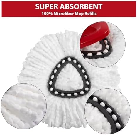 YUAKOU 4-Pack Mop Replacement Heads For Ocedar Mop Replace Head EasyWrin Spin Mop Heads Replacements, White Microfiber, Floor, Wall