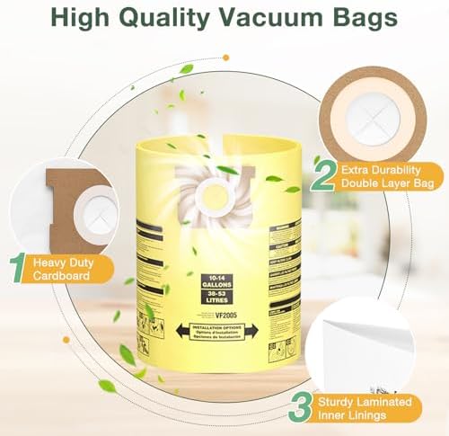 10PCS 10-14 Gallon Vacuum Bags for Shop Vac Bags