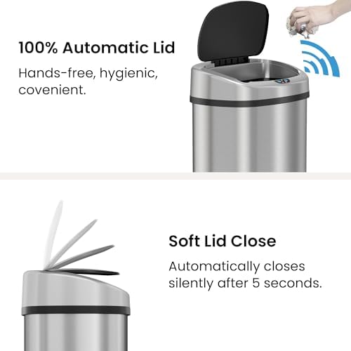 iTouchless Patented Large 24 Gallon Motion Sensor Trash Can | Odor Filter