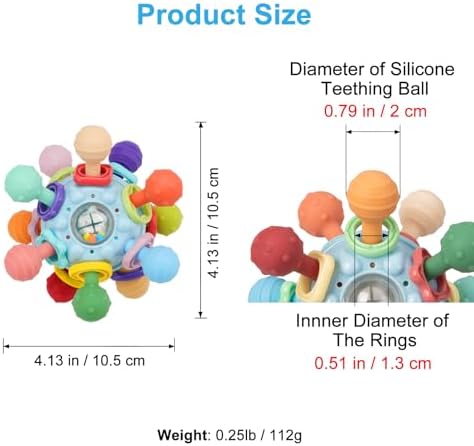 Baby Montessori Sensory Teething Toy 0-6 6-12 Months, Teether Ball & Rattle