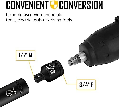 BOEN 8 Piece Impact Socket Adapter and Reducer Set, 1/4" 3/8" 1/2" 3/4" Drive Socket Adapter Set with Durable Case for Impact Driver Conversions (Upgraded)