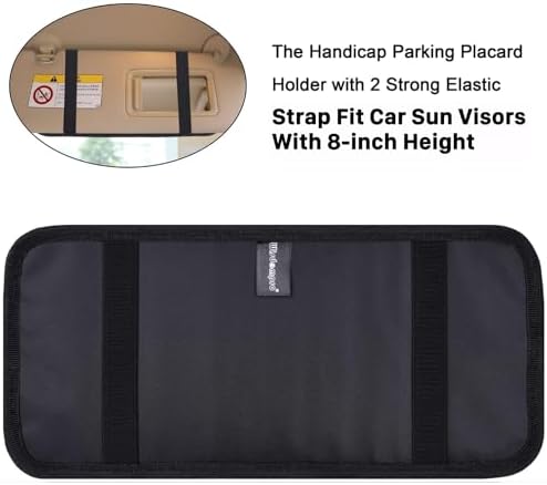 Handicap Placard Holder for Auto, Car Sun Visor Disabled Parking Tag, Black