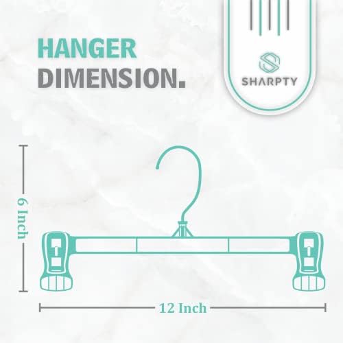 Sharpty Pant & Skirt Hangers - Closet Hangers for Shorts, Shirts, Jeans, Dresses, Slacks, Coats, Clothes, Clothing, Garments & More - Durable, Space Saving & Non-Slip, Black - 10 Pack