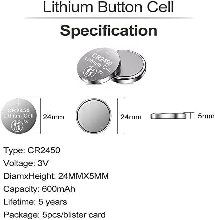 PGSONIC 20 Pack CR2450 3V Lithium Coin Battery