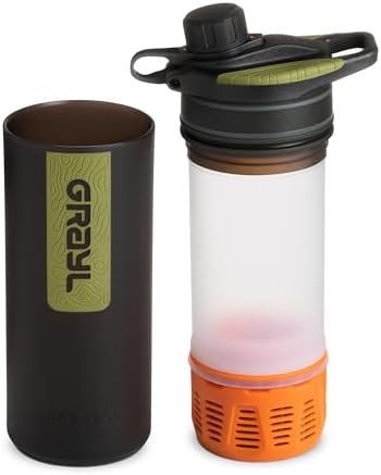 GRAYL GeoPress 24 oz Water Purifier & Water Filter Bottle, Black Camo