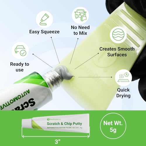 TouchUpDirect Scratch & Chip Putty - Ready-Mixed 5g Automotive Body Filler Kit for Deep Scratches & Gouges, Complete Chip Repair Kit with Spreader & Sandpaper - No Mixing Required