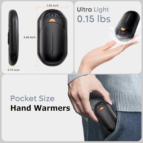AI Hand Warmers Rechargeable 2 Pack, AI Smart Chips Electric Hand Warmers, 20Hrs Long Safe Heat, Portable Pocket Heater, Gifts for Christmas, Outdoor, Hunting, Golf, Camping Accessories