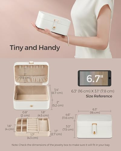 SONGMICS Travel Jewelry Organizer, 2-Layer Portable Jewelry Box Case