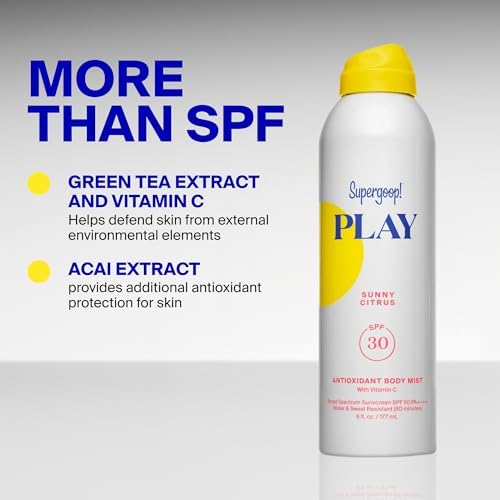 Supergoop! PLAY SPF 30 Antioxidant Body Mist w/Vitamin C -Broad Spectrum Sunscreen Spray - Great for Active Days