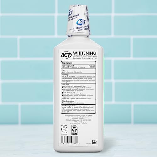 ACT Whitening Anticavity Fluoride Mouthwash, Gentle Mint, 16.9 fl. oz.