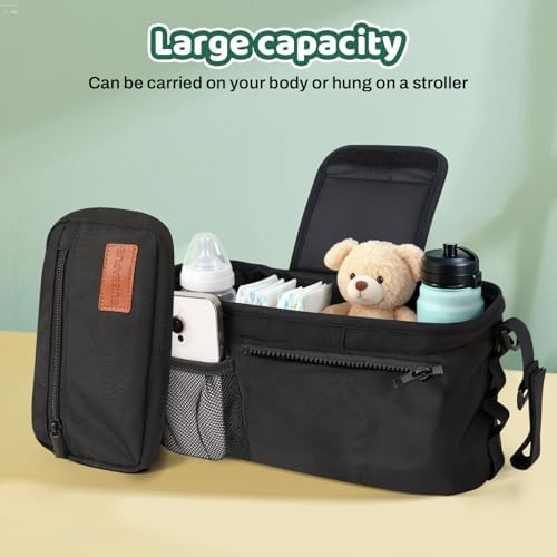 Stroller Organizer with Cup Holder, Non-Slip Stroller Caddy Baby Essentials