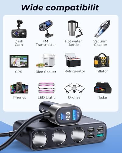 9 in 1 Cigarette Lighter Splitter, JOYROOM 210W Cigarette Lighter Adapter