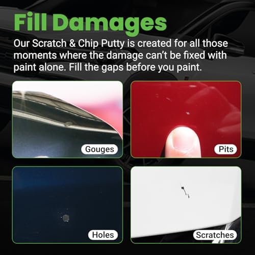 TouchUpDirect Scratch & Chip Putty - Ready-Mixed 5g Automotive Body Filler Kit for Deep Scratches & Gouges, Complete Chip Repair Kit with Spreader & Sandpaper - No Mixing Required