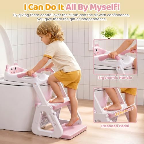 Orzbow Potty Training Seat with Step Stool, Toddler Toilet Seat with Ladder