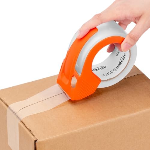 Amazon Basics Strong Plastic Adhesive Packing Tape for Shipping, Sealing Boxes, Moving and Storage, Clear, Low Odor, 1.88 in x 54.6 yds, 12-Pack