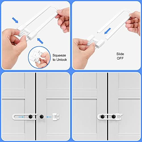 Vmaisi 8 Pcs Baby Sliding Cabinet Locks Adjustable U Shaped Child Safety