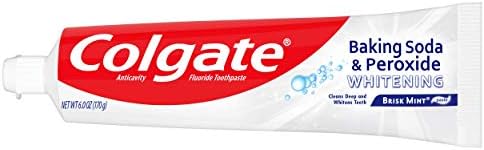 Colgate Baking Soda & Peroxide Toothpaste - Whitens Teeth, Fights Cavities & Removes Stains, Brisk Mint, 6 Ounce (Pack of 2)