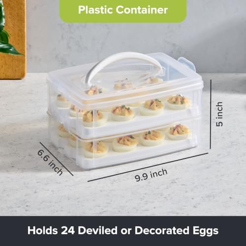 Snapware (2-Layer, 24 Eggs) Plastic Detachable Deviled Egg Carrier Storage
