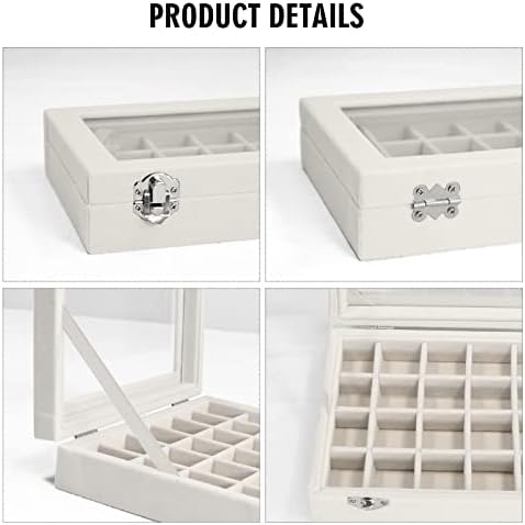 Vicoter Velvet Jewelry Box 24 Grid Jewelry Ring Display Organizer Box Tray