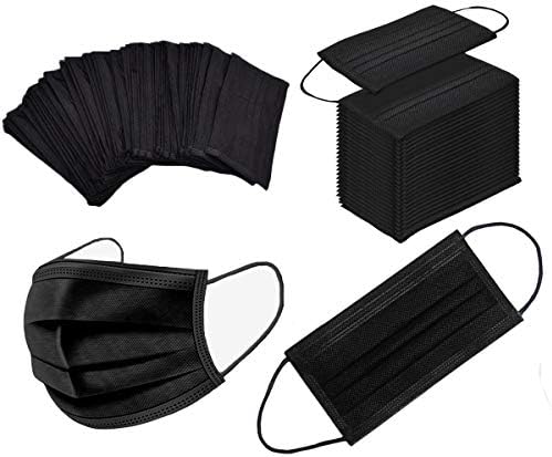 NNPCBT 100PCS 3 Ply Black Disposable Face Mask Filter Protection Face Masks