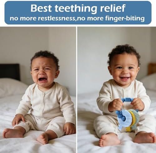 Baby Keys Teether Toys,Silicone Teething Toys for 3+ Months,Teething Keys Toy for Infants-Soft & Raised Texture to Soothe Gums,BPA Free (Deep Blue)