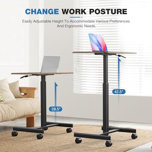 DUMOS Mobile Rolling Desk with Wheels Adjustable Height